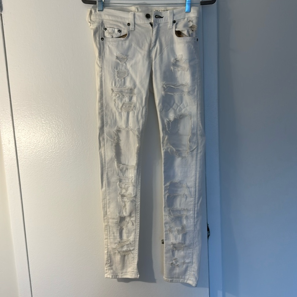 Rag and bone white ripped jeans
